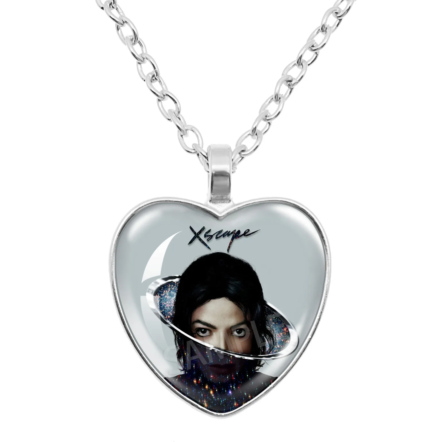 2026 Michael Jackson Halskette Herzanhänger Künstlerische Foto-Glascabochon-Schmuck MJ Charms Accessoires Party-Accessoires – Detail 2