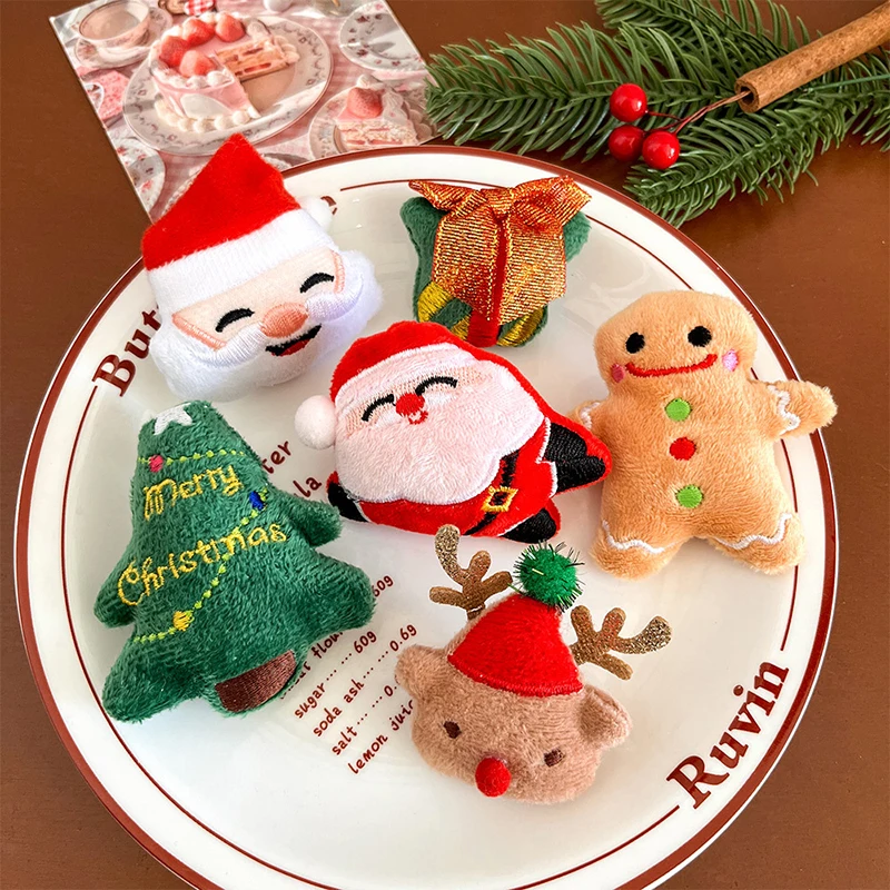 Kawaii Plush Santa Claus Christmas Tree Elk Brooches Cute Cartoon Pins Clothing Accessories Christmas Decor Xmas Gifts image 4