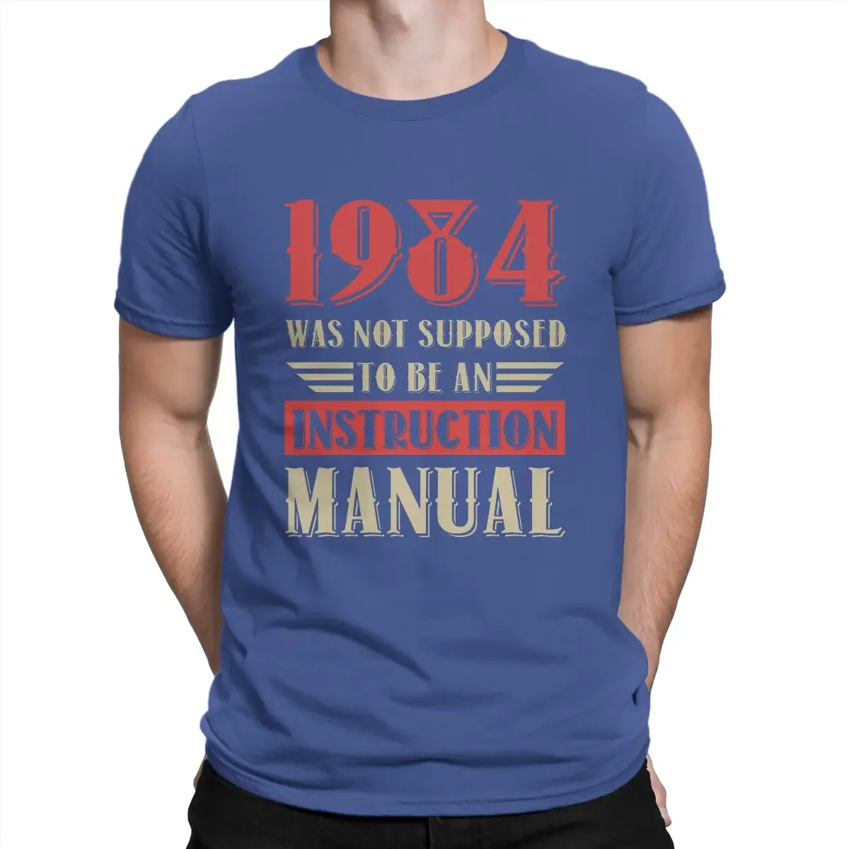 heavyweight Awesome 1984 Is Not An Instruction Manual T-Shirt Men Round Collar Cotton Author George Orwell Short Sleeve Tees