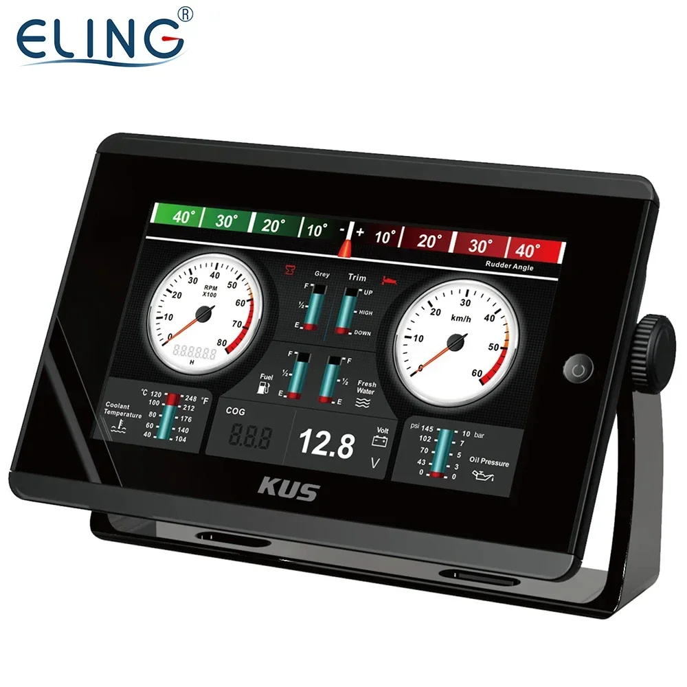 

Панельный монитор KUS TFT KMB-70 7'' премиум-класса 2026 года с интегрированным отображением данных, совместимый с сетями J1939 или NMEA 2000, 12В/24В