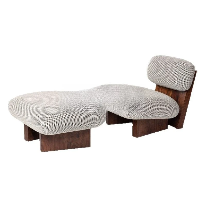 

Cream wind, solid wood single sofa chair, simple fabric lamb wool single chair