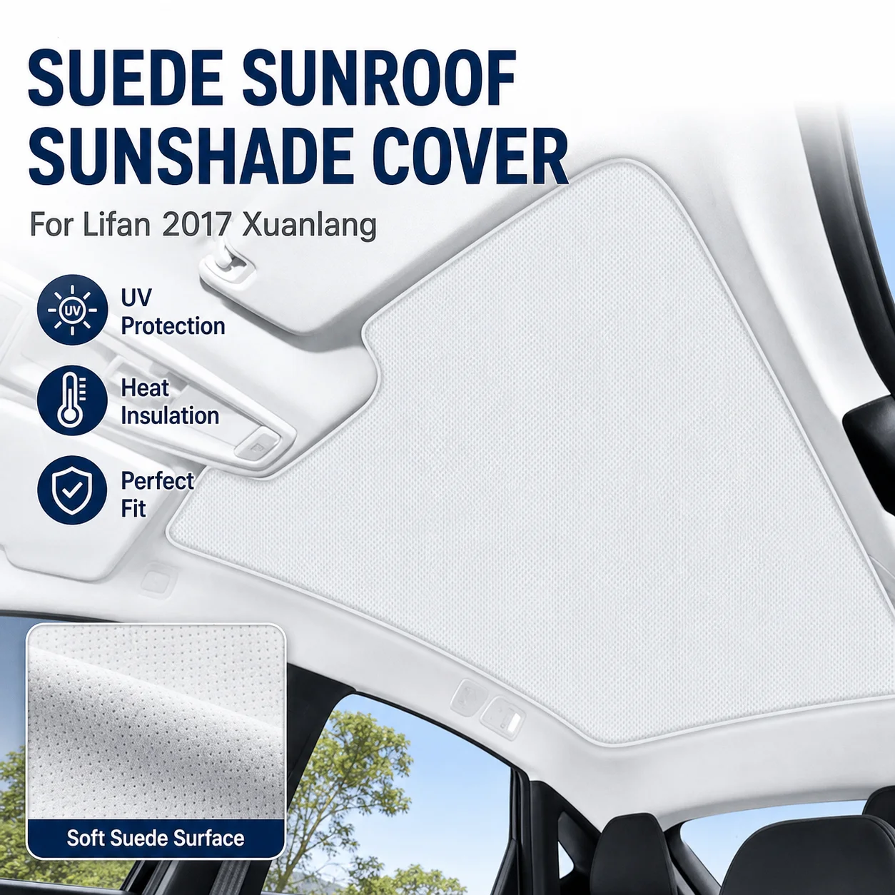 Suede Static Cling Sunroof Sunshade Cover UV Protection Heat Insulation For Lifan 2017 Xuanlang Car Interior Accessory