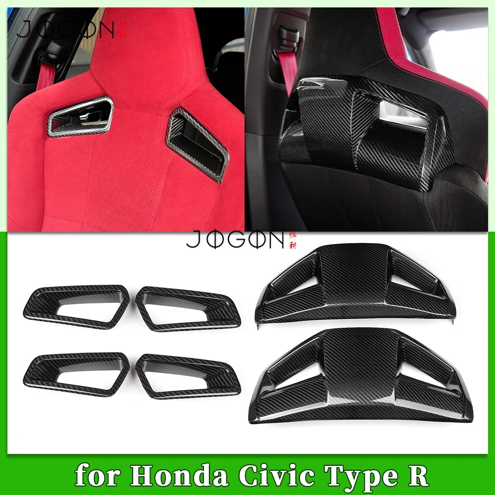 6Pcs Carbon Fiber Car Interior Headrests & Seat Backrest Trim Overlay Accessories For Honda Civic Type R 11th Gen FL5 2023-2026