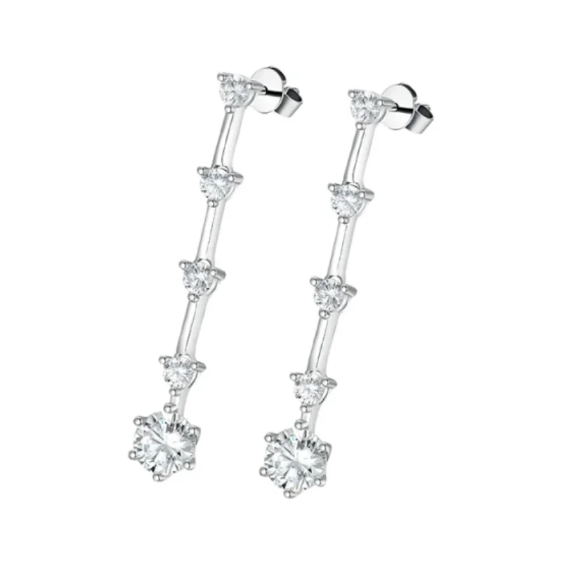 

CAMEO Women's Fashion Jewelry Earrings Silver White Diamond Stars Shining Simple Earrings 925 Silver Gold Plated