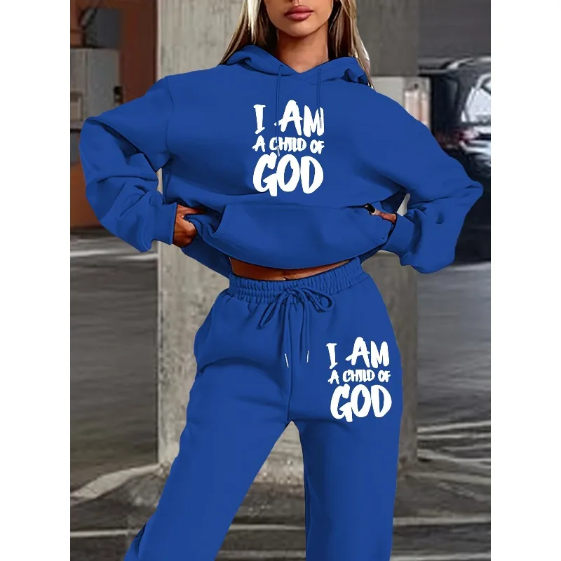 2025 신상 미니멀리스트 레터 3D 프린팅 여성 후드 스웨트셔츠 긴 바지 세트 모자 포함 긴 소매 홈 캐주얼 셔츠 세트