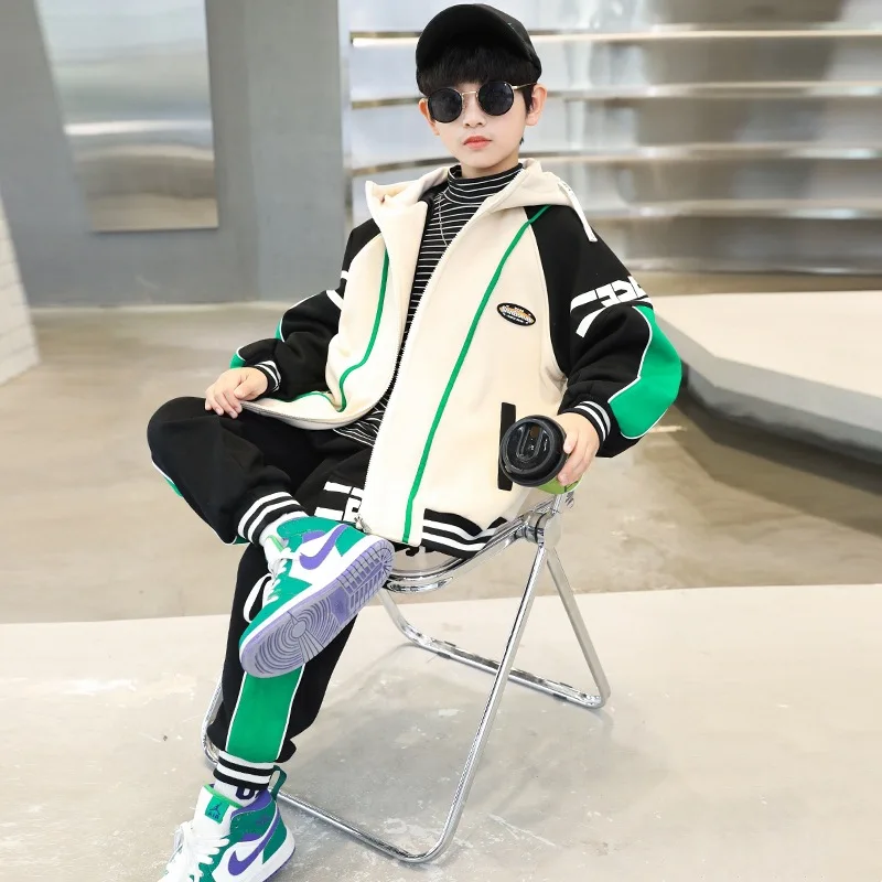 Boys Coat +Pants Kids Sets Tracksuit 2PCS/Set 2023 Elegant Spring Autumn Cotton Outfits Jogging Suit Children Clothing