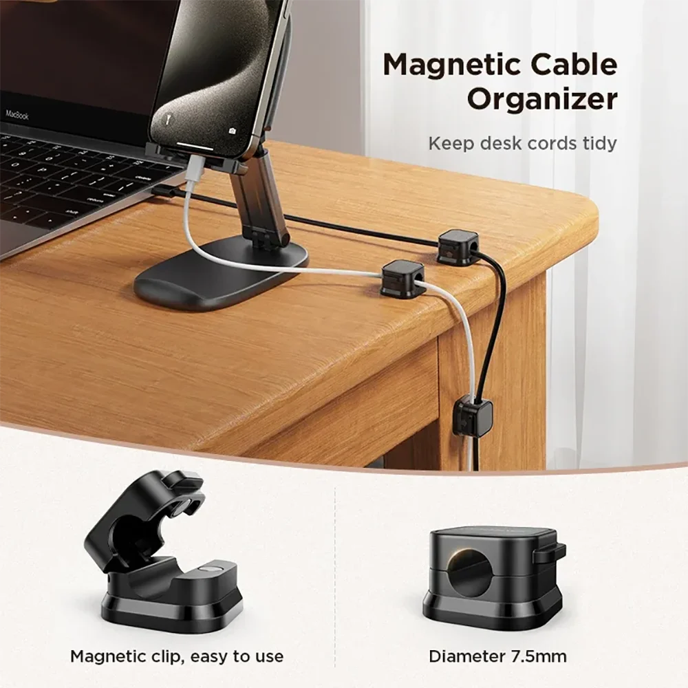 1/3/6PCS Magnetic Cable Clips Cable Smooth Adjustable Cord Holder Desk Cable Management Wire Keeper Cable Wire Organizer Holder