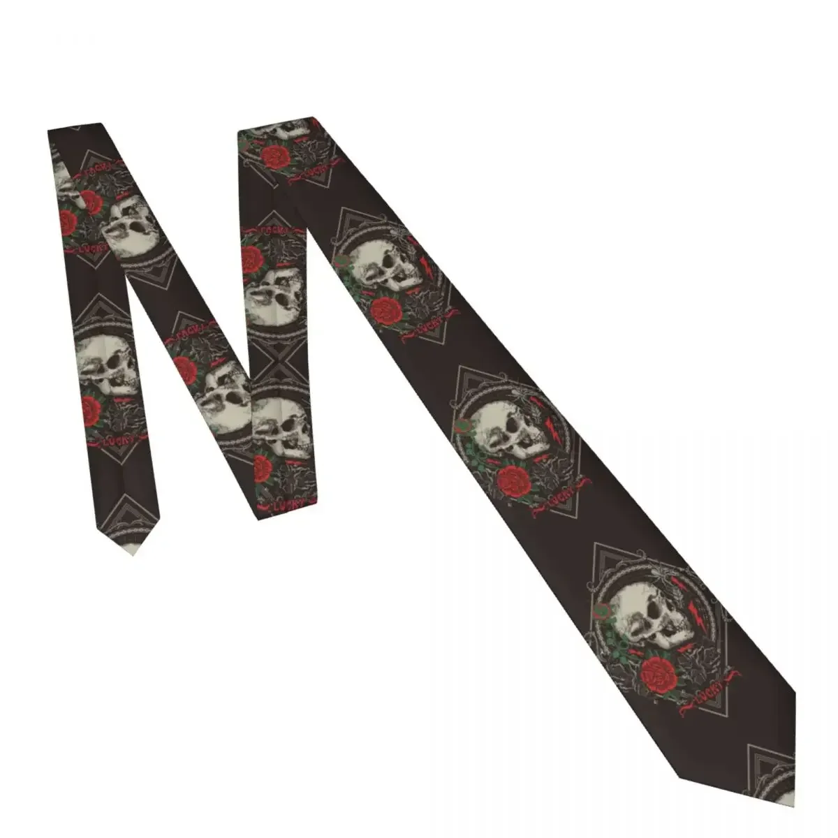 Mens Tie Slim Skinny Gothic Skull And Roses Necktie Fashion Necktie Free Style Men Tie Party Wedding