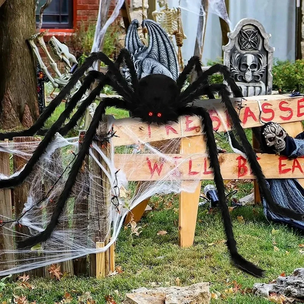 Halloween Große Plüsch-Spinne Horror Halloween-Dekoration Party-Requisite Outdoor Riesige Spinne Deko 30-200cm Scherzartikel Schwarze Spinne – Detail 2