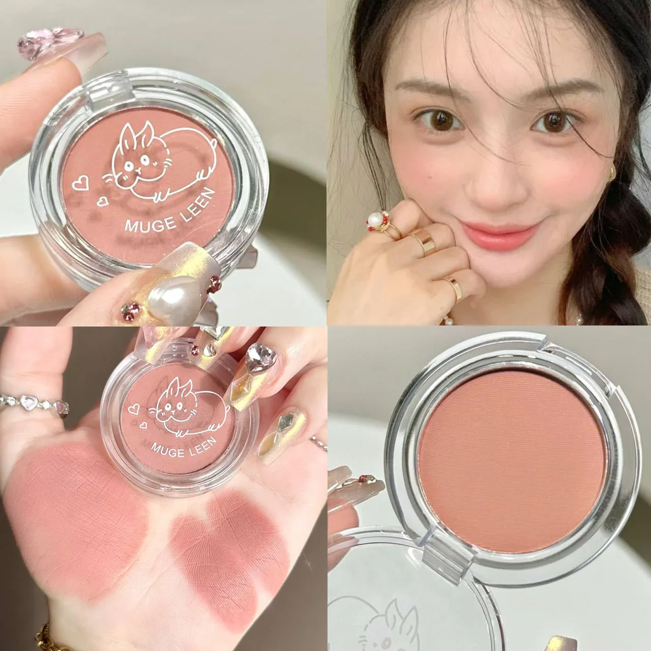 Natural Cheek Tint Blush Palette Waterproof Face Blusher Face Contouring Soft Cheek Rouge Female Makeup Brighten Face 1pcs Matte