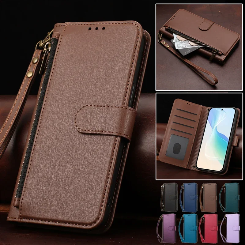 Flip PU Leather Phone Case for Samsung Galaxy S26 Ultra 5G S25 FE S24 S23 S22 S21 Plus Zipper Wallet Cards Anti-theft Back Cover