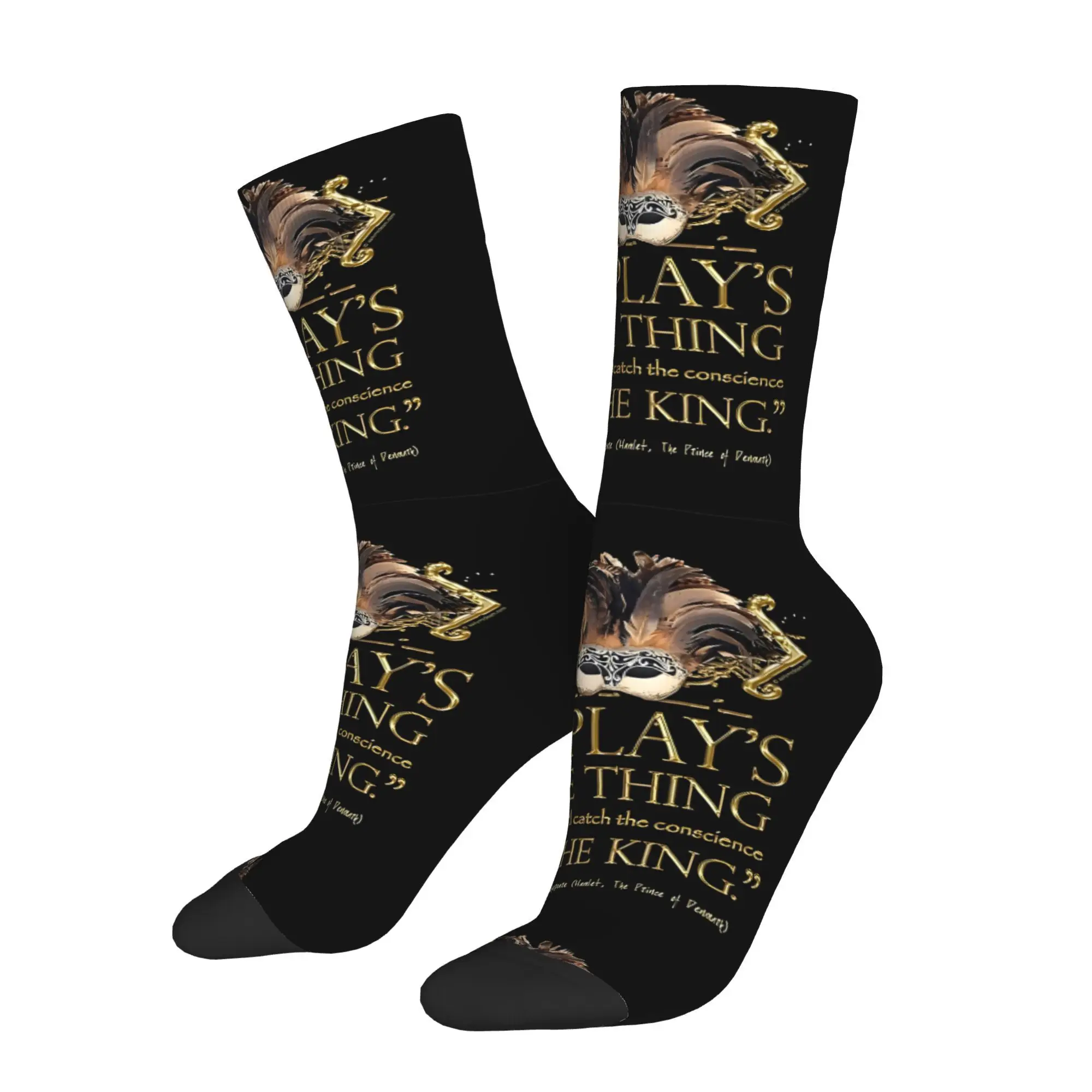 

Happy Men's Socks Shakespeare Hamlet Play Quote Retro Harajuku Seamless Crew Sock Gift Pattern Printed