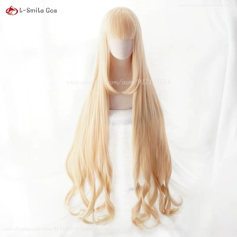 Nightingale Cosplay Wig 120cm Long Light Golden Orange Cruly Wigs Anime Cosplay Wig Heat Resistant Synthetic Hair + Wig Cap