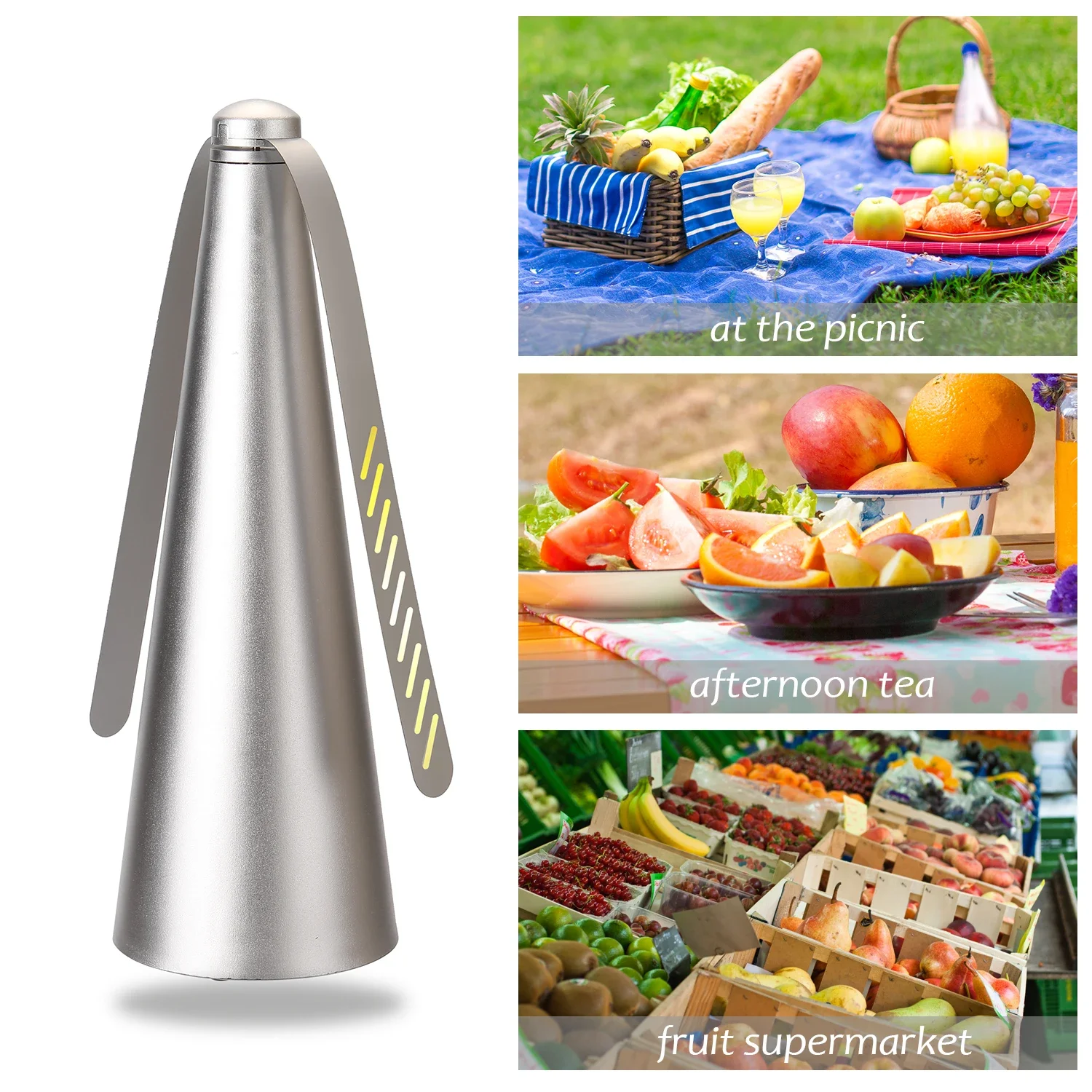 Fliegenventilatoren für Tische, Insektenventilatoren mit holografischen Flügeln, hält Fliegen weg vom Picknick, Grillen, Restaurant, Party, drinnen und draußen – Detail 4