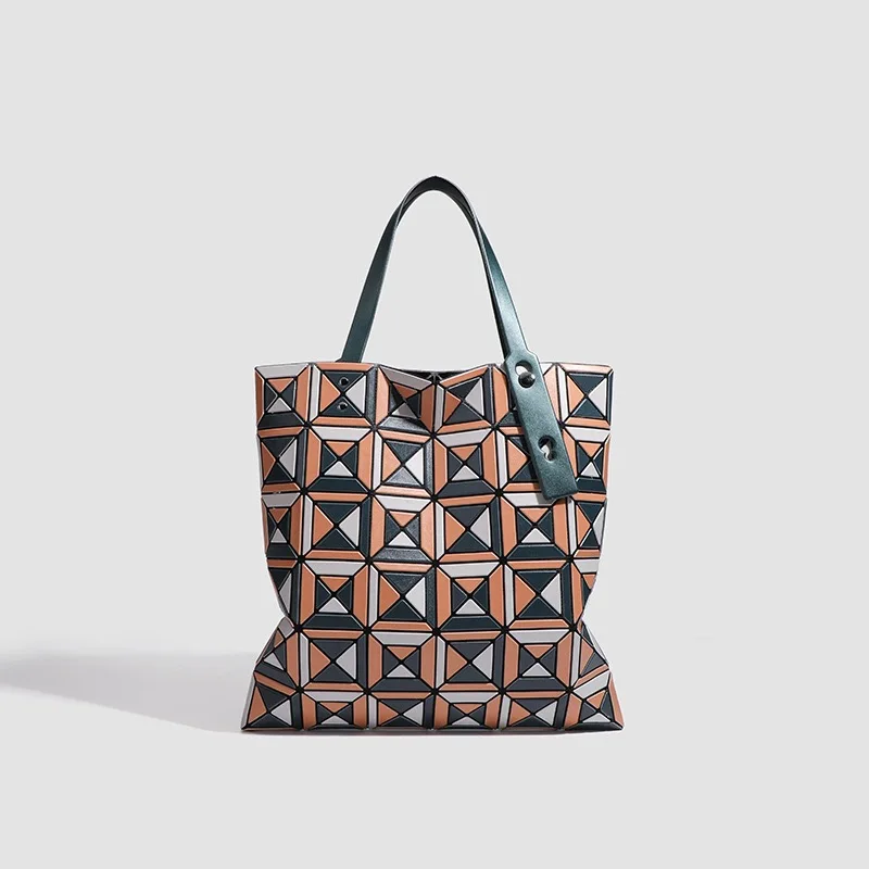 

2025 New Fashion Color Contrast Geometric Tote Bag Unisex Versatile Underarm Shoulder Bag Women Casual Commuter Handbag