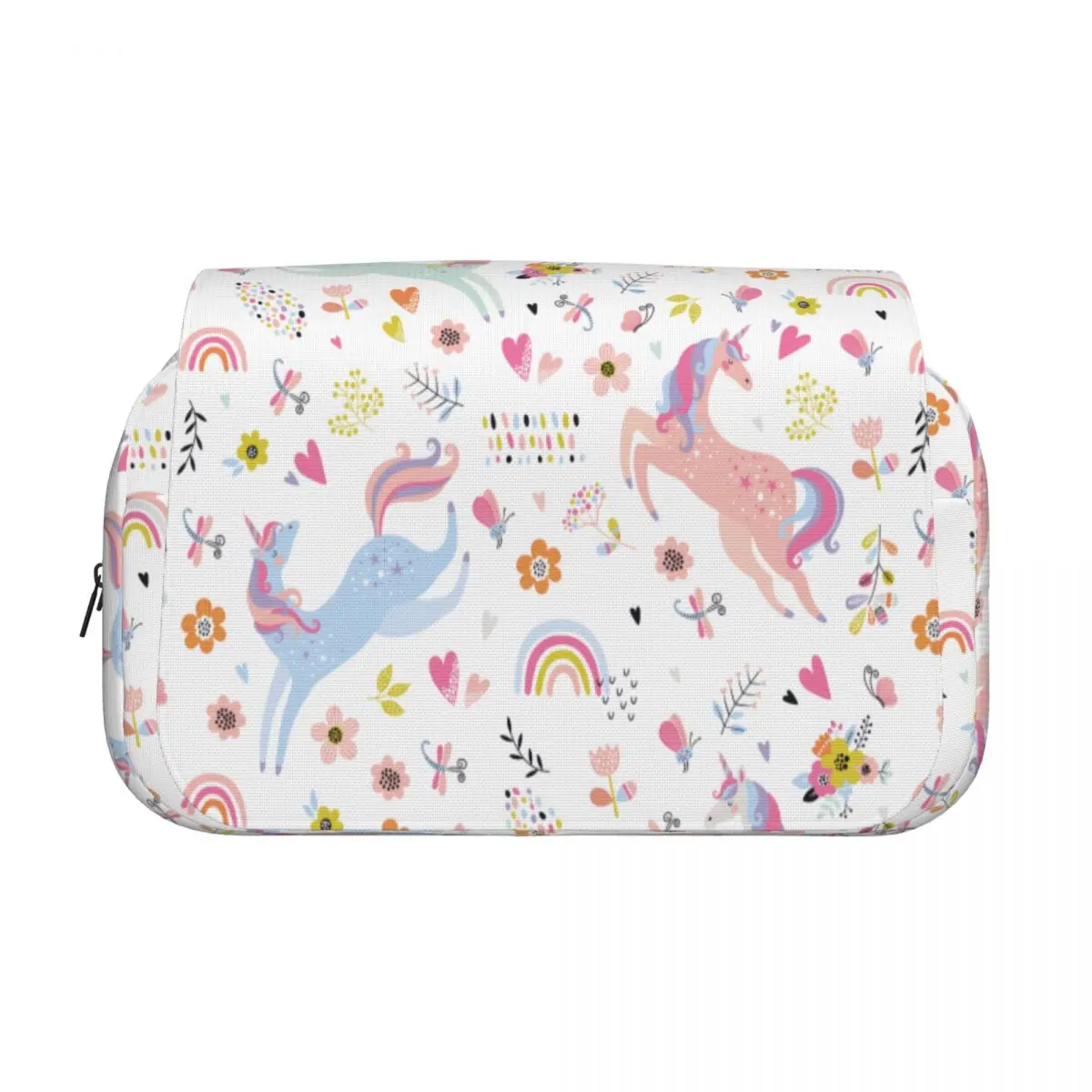 Cartoon Unicorn Double Clamshell Pen Case Pencil Pouch Pen Box for Student Large Storage Bag School Supplies Zipper Stationery