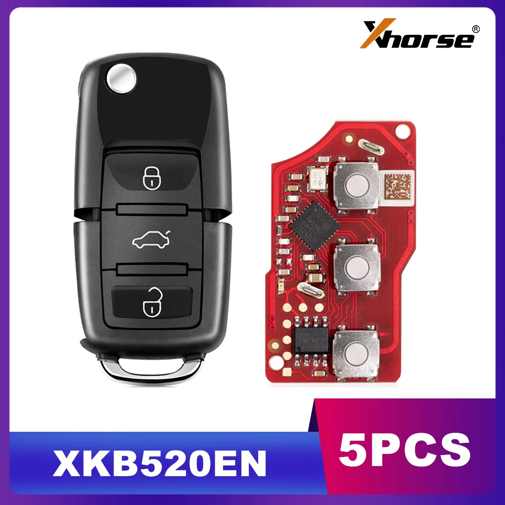 

Xhorse XKB520EN Универсальный смарт-ключ второго поколения с проводным пультом B5 Flip, 3 кнопки, поддержка беспроводного программирования, 5 шт./лот
