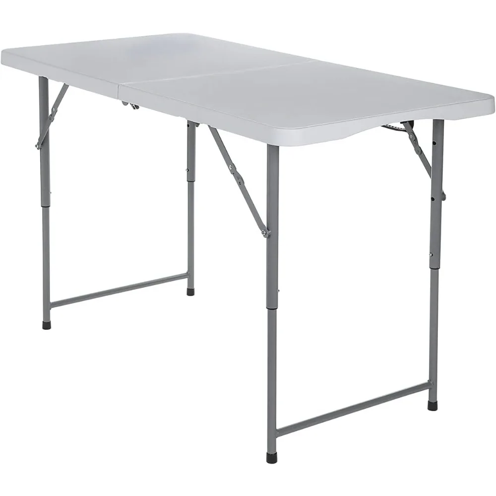 4-Foot Folding Table, Portable Small Folding Table Semi Practical Table, Adjustable Height with Handle Folding Table