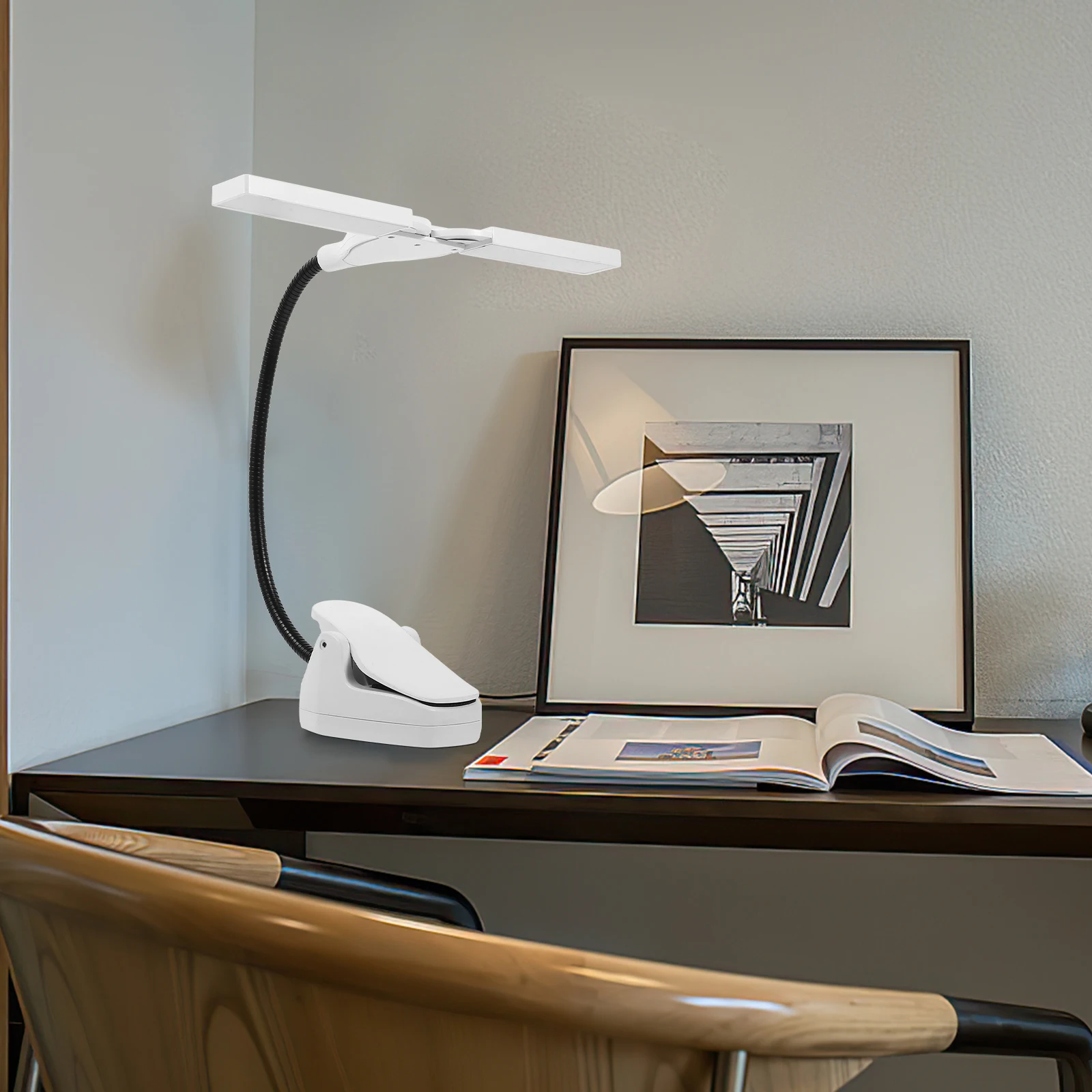 

USB Rechargeable Piano Light Bright LED Music Lamp with Flexible Adjustable Arm Clip for Reading Desk Camping Travel Book Stand