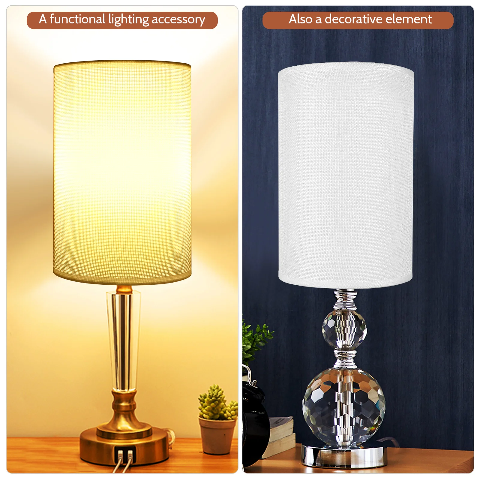 

Round Lampshade E27 Table Lamp Cover Simple Cloth Shade Cream Bedroom Living Room Desk Accessories Cylinder Lampshades