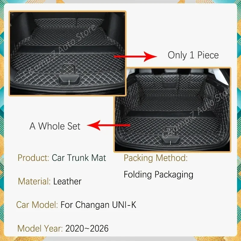 Car Trunk Mats For Changan UNI-K UNIK UNI K 2020-2026 Leather Storage Pad Cargo Liner Boot Covrers Tray Carpets Auto Accessories