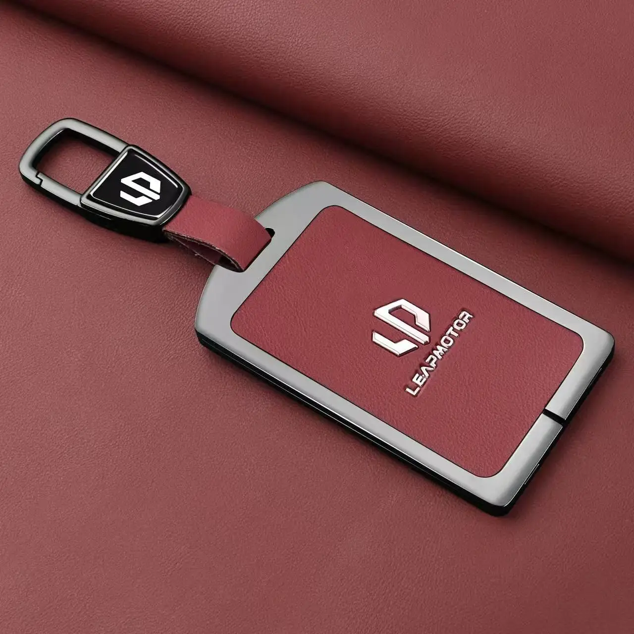 Autozubehör Zinklegierung Leder Schlüsselhülle für Leapmotor C10 C11 C16 Schlüsselschutzabdeckung Halter Kette Schale Dekorationen Schnalle – Detail 2