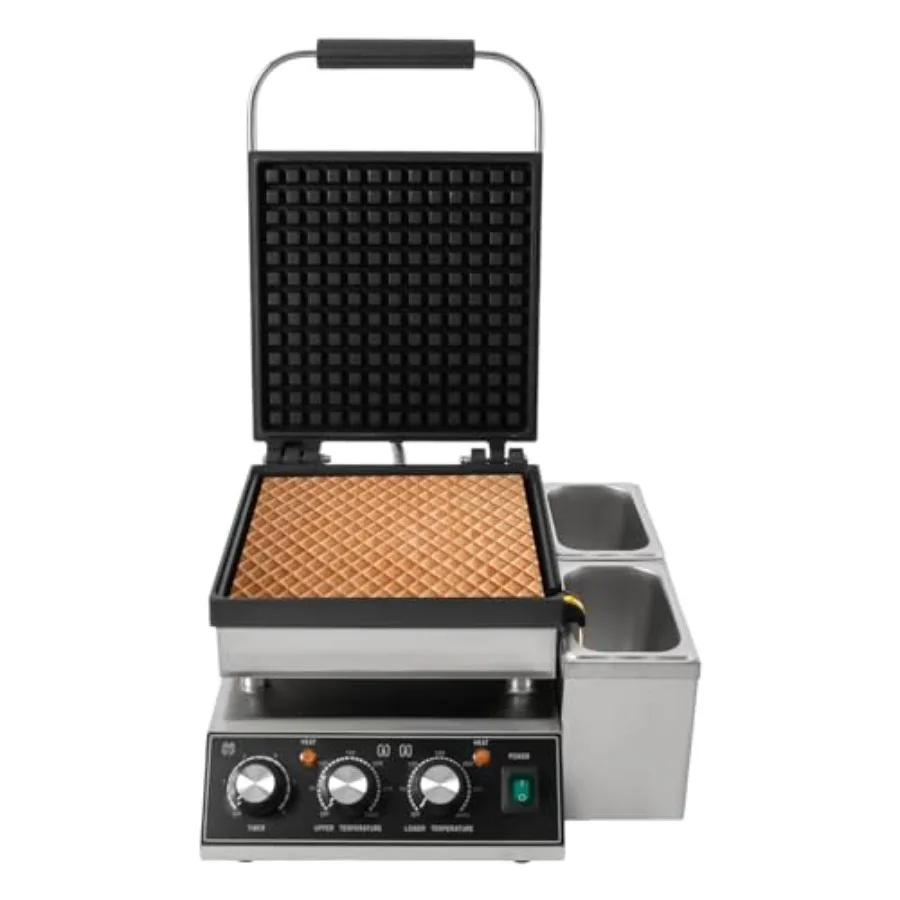 

Commercial waffle maker 2200W for restaurants home use, stainless steel body, black finish, precise temperature control, non-st