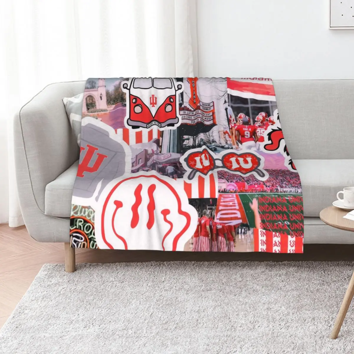 

Indiana University Collage Throw Blanket Bed Bed linens Decorative Sofas Baby Blankets