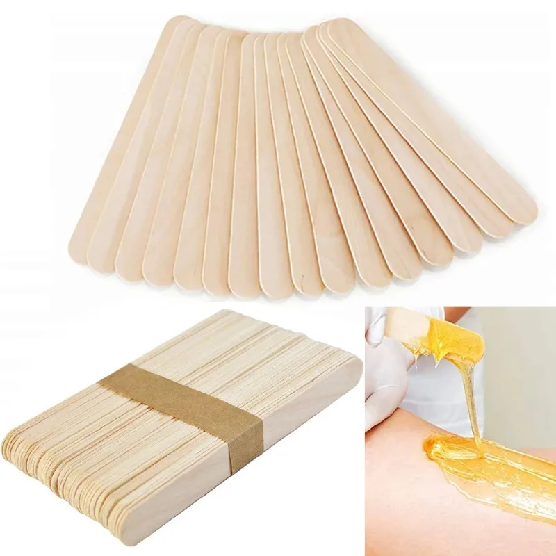 

100PCS Wooden Body Hair Removal Sticks Wax Waxing Disposable Sticks Woman Toiletry Wood Tongue Depressor Spatula Beauty Tools