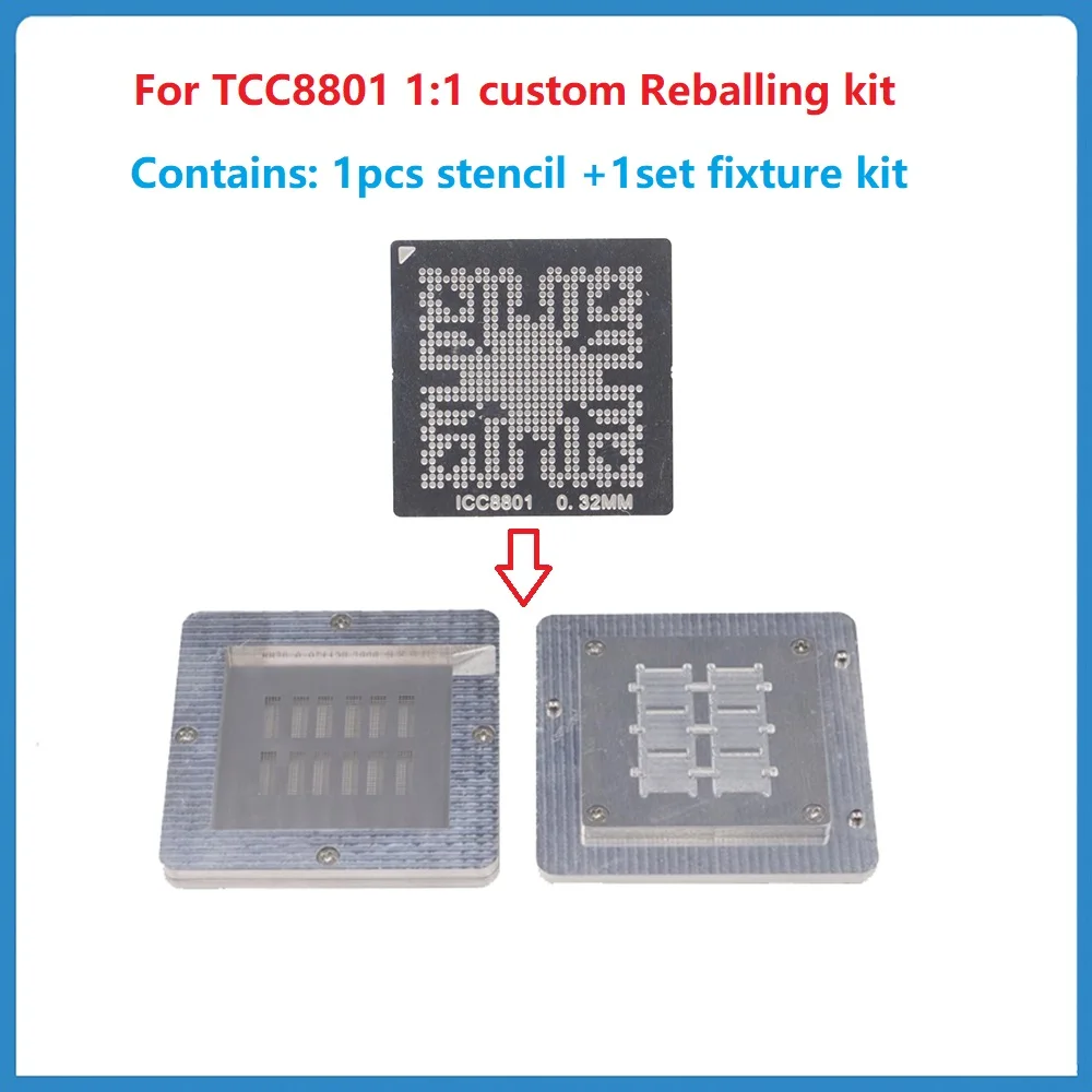 

For TCC8801 Stencil Set Custom BGA Reballing Kit Station Car Chip TCC8801-OXA Ball Soldering Stencil