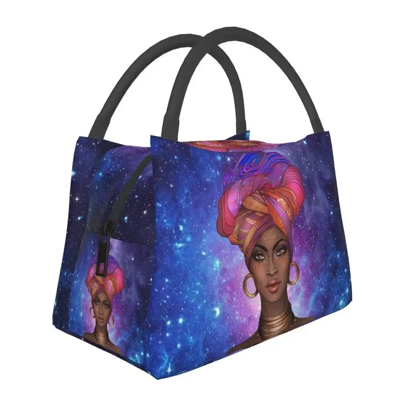 

Black Women Africa Girl Thermal Insulated Lunch Bag Resuable Lunch Container for Office Outdoor Storage Meal Food Tote Bento Box