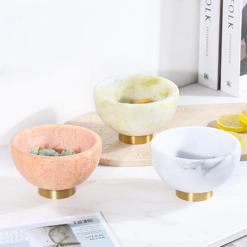 Luxury Marble Pedestal Fruit Bowl with Metal Base, Decor Storage Dish for Snacks, Wedding Banquet,Showroom & Home Tabletop Decor
