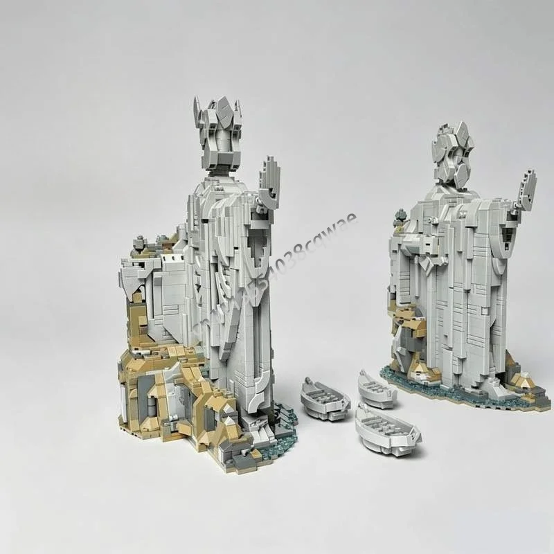 3241 PCS Giant Stone Cliff Statue Riverside Castle Diorama Architecture Model Custom Building Blocks Assembly Toy Holiday Gifts