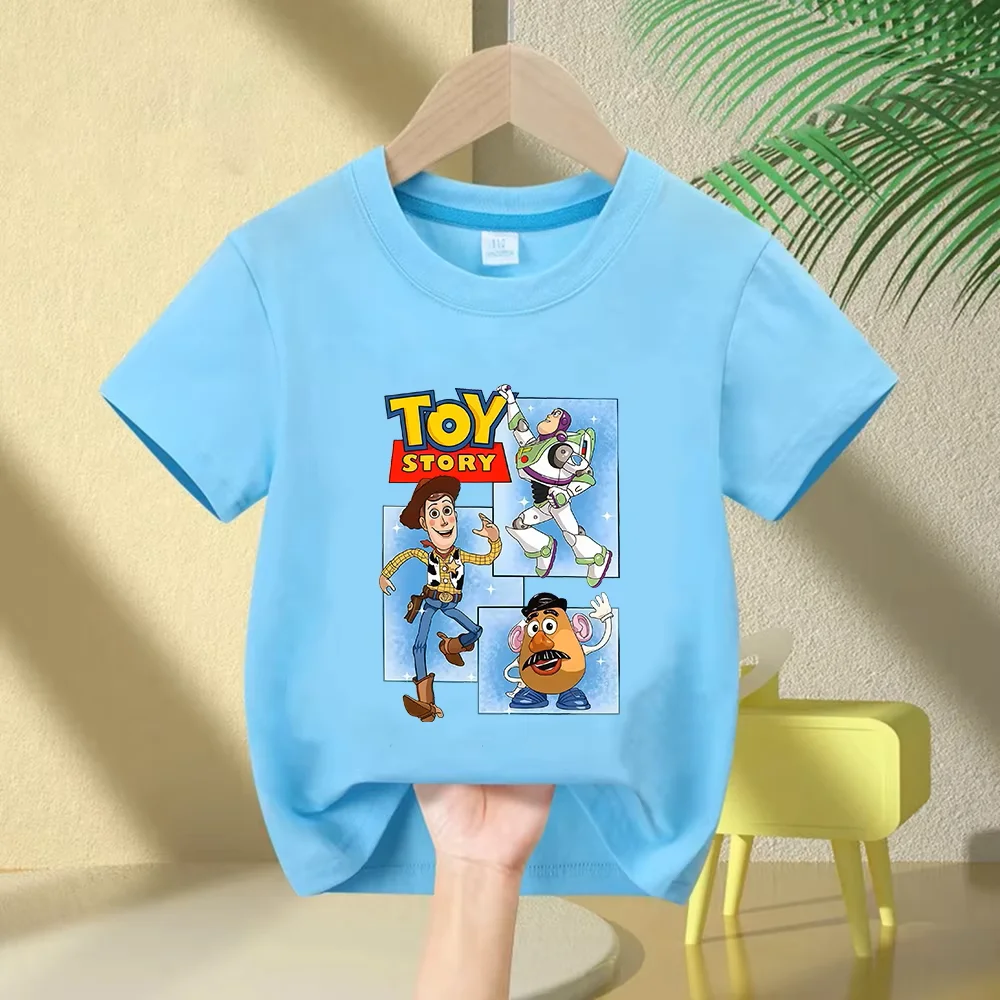 2026 Toy Story Kids T-Shirt  Cotton Funny Crew Neck Short Sleeve Tee Shirt Cartoon Group Shot for Boys And Girls Summer Wear