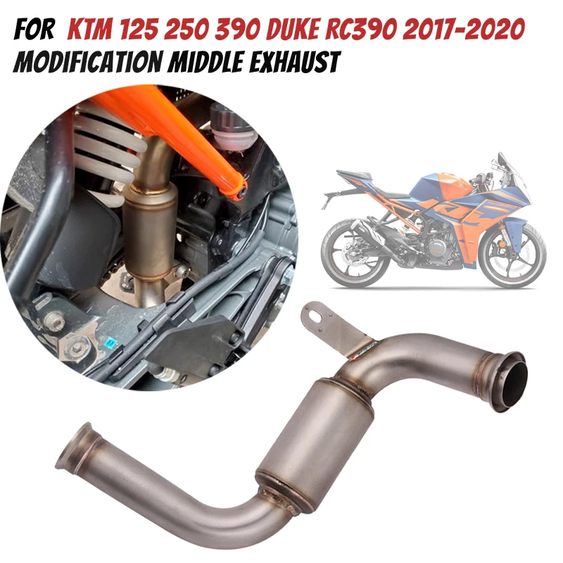 

Надевается для RC390 DUKE 125 250 DUKE 390 2017-2020, выхлопная труба среднего звена мотоцикла, модифицированная система, подключение глушителя, побег