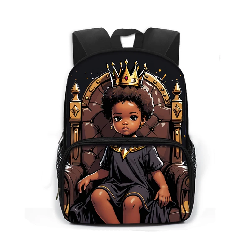 13inch Afro Black Nurse Girl King Reading / Play Guitar Violin Backpack for 3-6 Years Old Children School Bag Kids Bookbags Gift