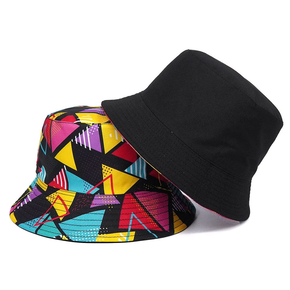 2024 Spring/Summer Outing Sun-proof Hat Reversible Tie-dye Bucket Hat Big Brim Unisex Graffiti Fisherman Cap