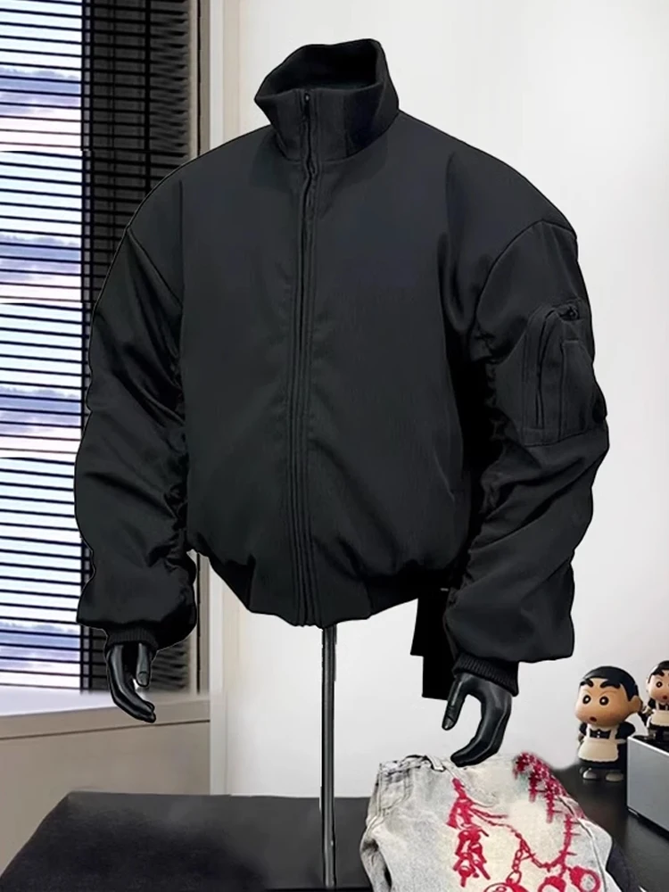 

Мужская зимняя куртка-бомбер American Style из хлопка с воротником-стойкой, укороченная верхняя одежда Cleanfit Silhouette