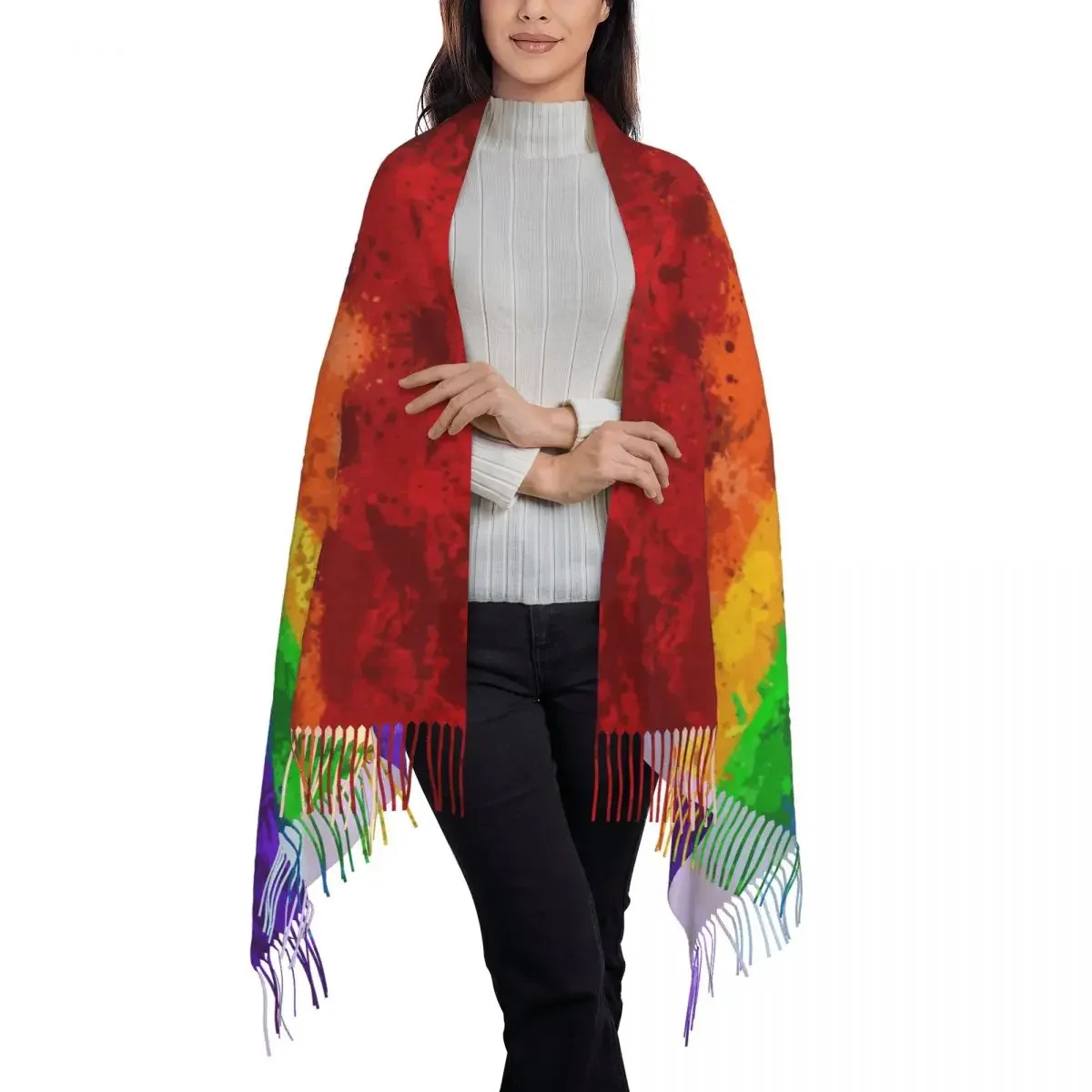 LGBT Rainbow Paint Splatter Flag sciarpa Wrap Women Long Winter Warm nappa scialle Unisex GLBT Gay lesbiche Pride sciarpe