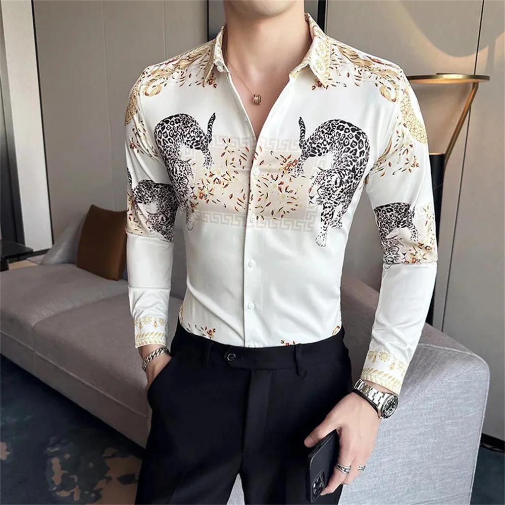 Men's cartoon bear patterned long sleeved shirt, streetwear, butterfly casual top, elegant clothing, comfortable polyester fiber