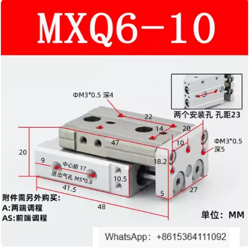 

MXQ6-10 High Quality Slide Cylinder 1pcs