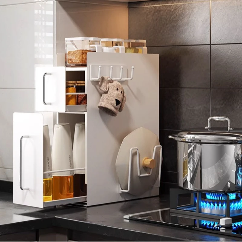 

‌360°Rotating Kitchen Corner Spice Rack System with Magnetic Closure ‌Built-in Hooks‌ Heavy-Duty Pull-Out Cabinet Year-Round Use