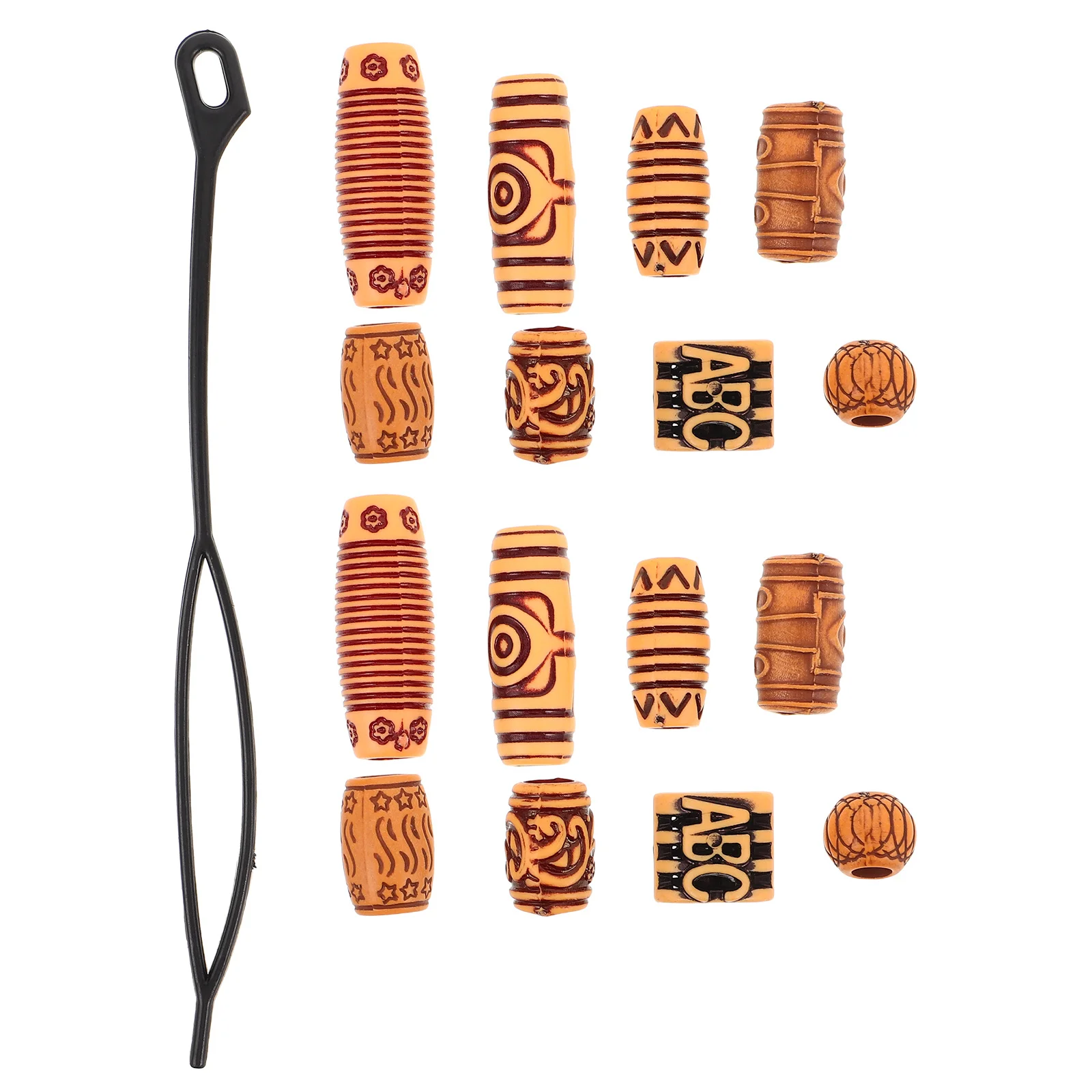

40Pcs DIY Hair Beads Large Hole Wooden Tube Dreadlock Accessories for Braids Black Women Hair Decoration Braiding Beads