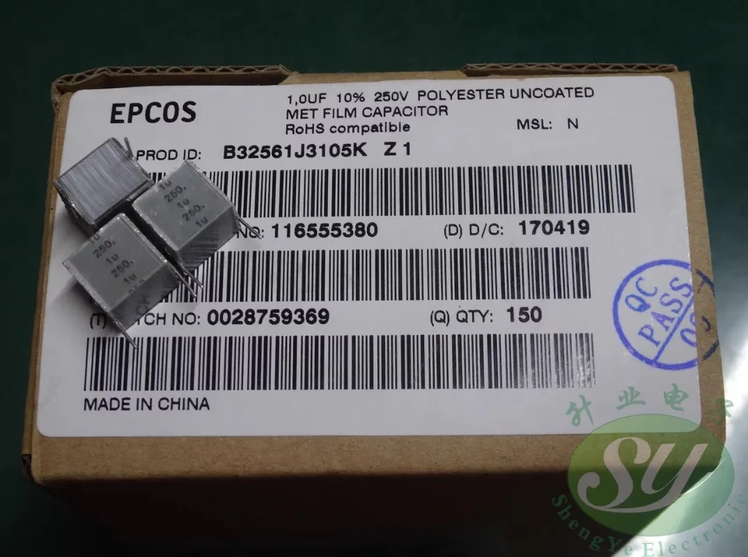 

5PCS EPCOS 1.0uf/250v 1uf 1u0 105 New 10mm melled-cake capacitor B32561J3105K
