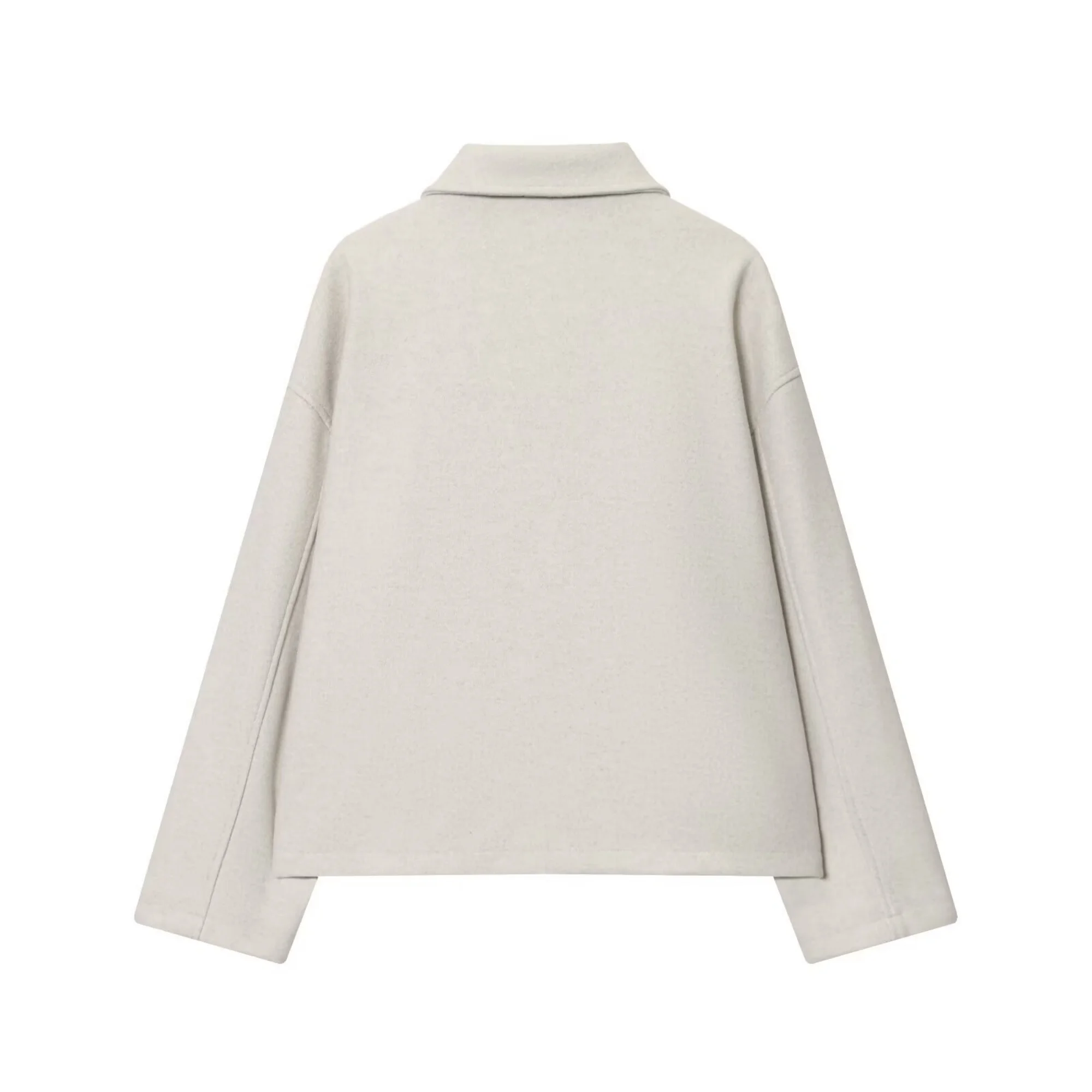 المرأة فضفاضة قصيرة سترة صوفية معطف الإناث عادية سحاب أكمام طويلة معاطف سيدة الخريف الشتاء موضة أبلى الشارع الشهير #5