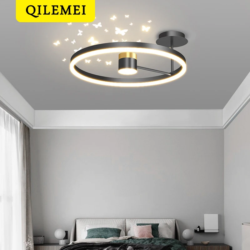 

Gold/Black modern Led Chandeliers For Bedroom Study Square Living Room Cloakroom Balcony Indoor Furniture Ceiling Chandelier