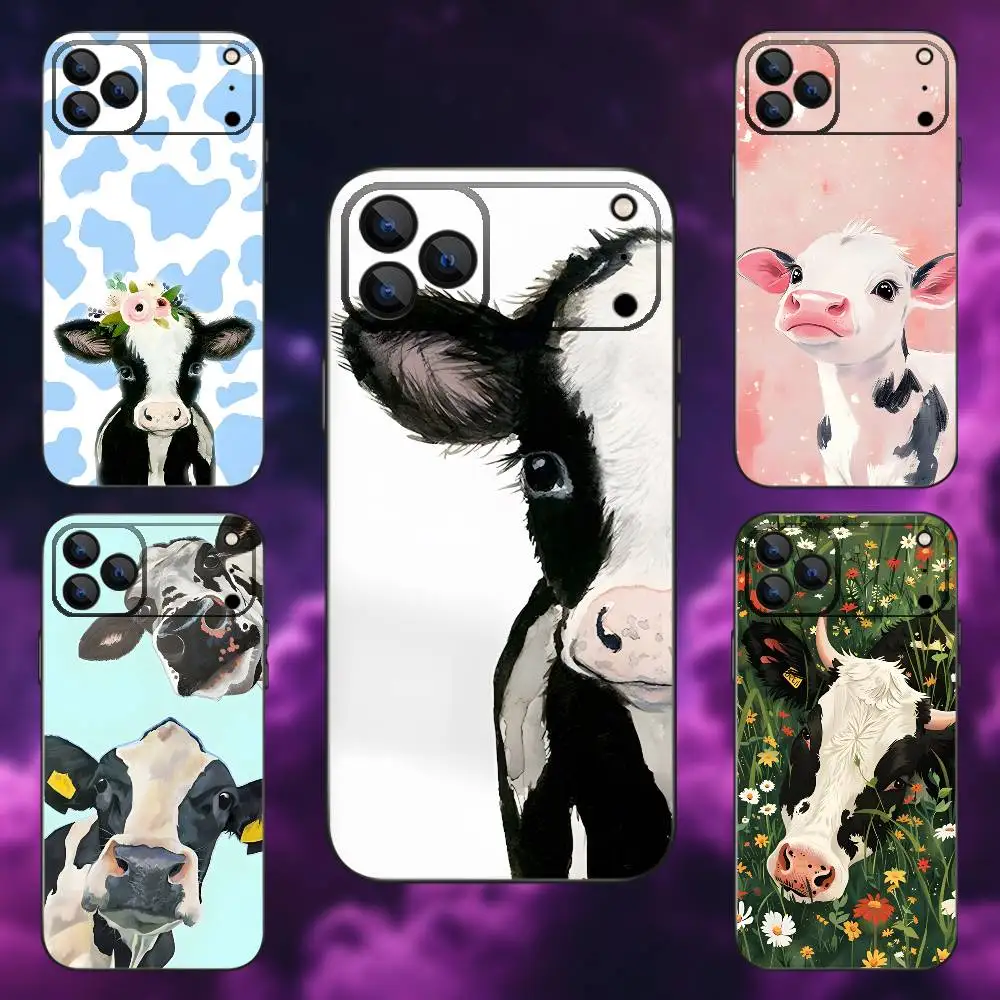 

Flower Milk Dairy Cow Cows OX Phone Case For iPhone 17,16,15,14,13,12,Pro,Max,Plus,E,SE4,Air,Mini Black Soft Box