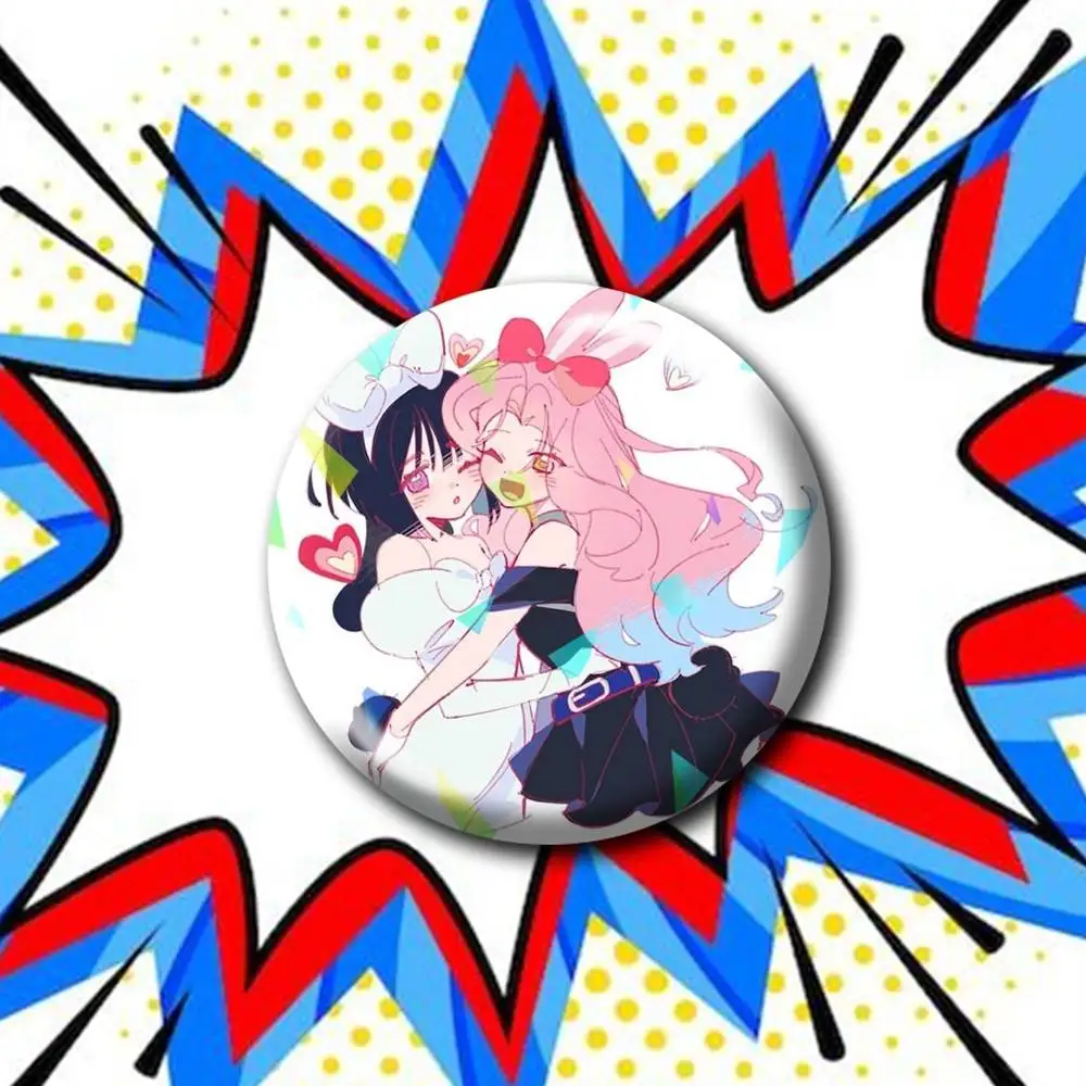 MIZI x SUA ALNST Alien Stage  Customizable Round Brooch Pins, Personalized Badges With Broken Glass Design Fashion Accessory