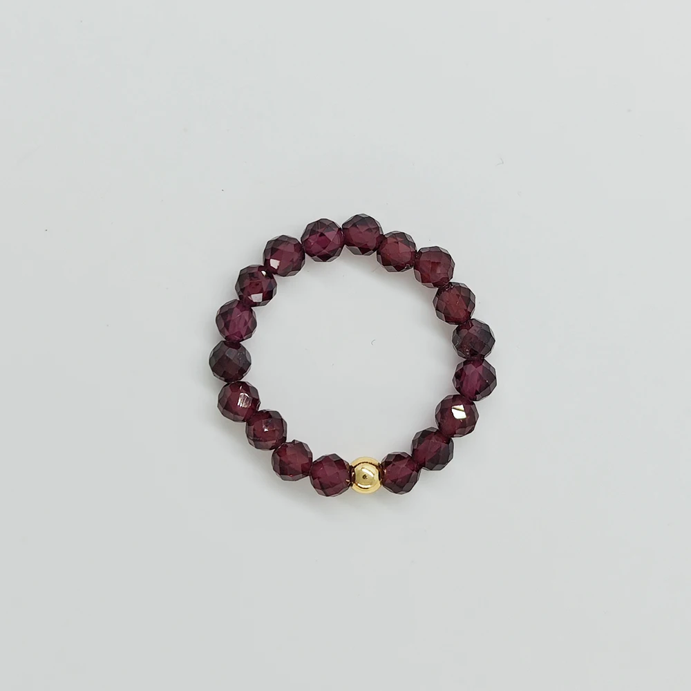 Vlen Verstellbarer Ring für Frauen, natürlicher rosa Turmalin, Granatperlen, elastisch, dehnbar, stapelbar, Boho-Fingerringe, Schmuck, Geschenk – Detail 3