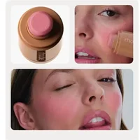 Fard à joues en poudre de marque, rouge à lèvres hydratant en stick, gloss naturel pour les lèvres et les joues, application facile et colorée 5